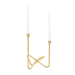 CosmoLiving by Cosmopolitan Gold Iron Contemporary Candlestick Holders, 11" x 10" x 6"