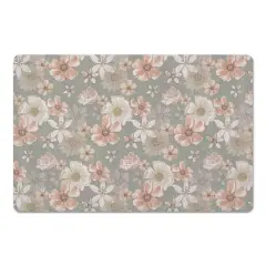 Watercolor Florals Floor Mat Green