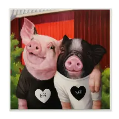 Stupell Industries Best Friends Forever Farm Pigs Happy Fun Animals,12" x 12"