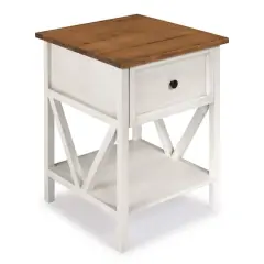 Walker Edison 19" 1-Drawer Wood Side Table Reclaimed Barnwood / White Wash