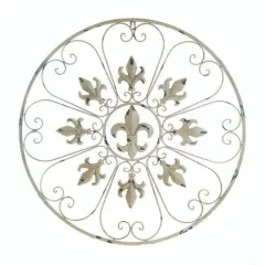 Cream Circular Fleur De Lis Wall D&eacute;cor