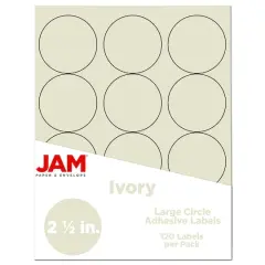 JAM Paper 2.5" Circle Product & Container Labels, 120ct. Ivory
