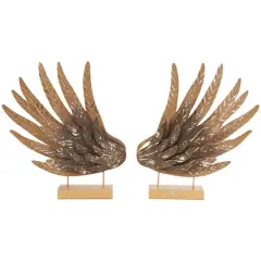 18" Gold Bird Wing Tabletop Sculpture Set