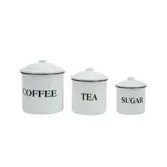 Hello Honey&reg; Metal Coffee, Tea & Sugar Containers Set White
