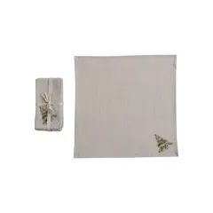 Hello Honey&reg; 18" Natural Cotton Printed Napkins with Christmas Tree, 4ct.