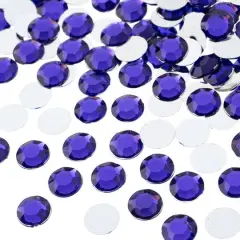John Bead Acrylic Round Flat Back Rhinestones, 10mm Purple