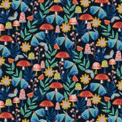 Fabric Editions Navy Mushroom Garden Cotton Fabric
