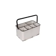 Hello Honey&reg; Distressed White Metal Caddy With 6 Compartments