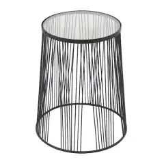 Black Metal Contemporary Accent Table, 22" x 18" x 18"