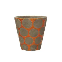 5'' Orange Terra-cotta Planter with Wax Relief Dots
