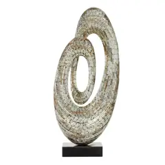 29" Gray Mother of Pearl Abstract Sculpture