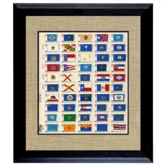 U.S. State Flag Stamp Sheet in 16" x 14" Wood Frame