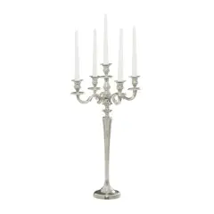 24'' Silver Aluminum Traditional Candle Holder