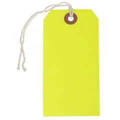 JAM Paper Medium Gift Tags with String Neon Yellow