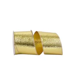 Reliant 4" x 50yd. Plastic Wired Cracked Ice Display Ribbon Gold