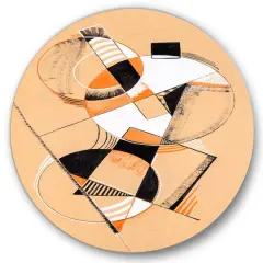 Designart - Colored Geometric Abstract Compositions V - Modern Metal Circle Wall Art