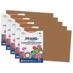 Prang&reg; 12" x 18" Construction Paper, 5 Packs of 50 Sheets Light Brown