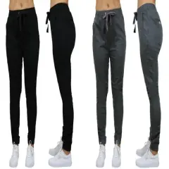 Galaxy By Harvic Loose Fit Stretch Twill Women's Joggers 2 Pack Black/Dark Grey