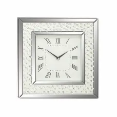 Silver Glam Wood Wall Clock, 20" x 20"