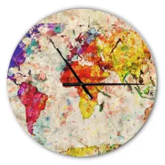 Designart 'Vintage World Map Watercolor Modern Wall Clock