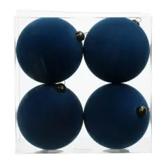 4 Pack 3.8" Flocked Shatterproof Ball Ornaments by Ashland&reg; Blue