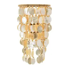 Hello Honey&reg; 18" Capiz and Wood Bead Wall Sconce