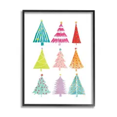 Stupell Industries Varied Fun Christmas Trees Framed Giclee Art Black