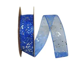 JAM Paper 5/8'' x 25yd. Sheer Glitter Ribbon Royal Blue
