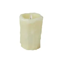 Hello Honey&reg; 5" Ivory Pillar LED Candle with Embossed Faux Melted Wax