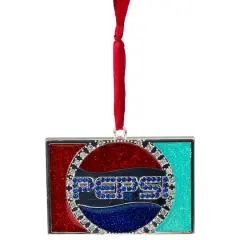 3" Red & Blue Pepsi Globe Logo European Crystal Christmas Ornament