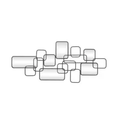 Black Metal Contemporary Abstract Wall Mirror, 46" x 0" x 21"