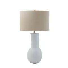 Hello Honey&reg; 30" White Terracotta Table Lamp with Natural Linen Shade