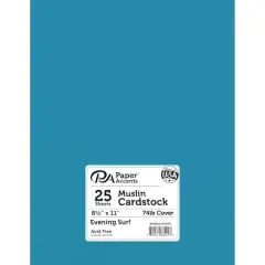 PA Paper&trade; Accents Muslin 8.5" x 11" 74lb. Cardstock, 25 Sheets Evening Surf
