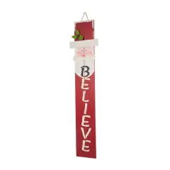 Glitzhome&reg; 3.5ft. Wooden Believe Santa Porch Sign