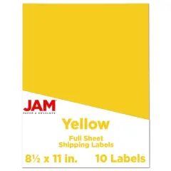 JAM Paper Shipping Labels, 8.5" x 11" Yellow