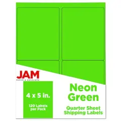 JAM Paper Extra Large Shipping Address Label Stickers Neon Green