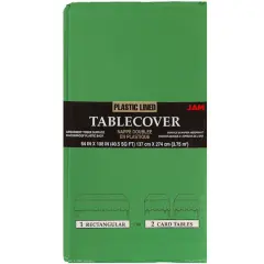 JAM Paper 108" Rectangular Plastic Lined Paper Table Cover Green