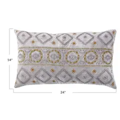 Hello Honey&reg; MauveEmbroidery Boho Cotton Velvet Lumbar Pillow
