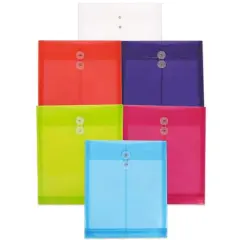 JAM Paper Assorted Plastic Button & String Closure 9.75" x 11.75" Envelopes, 6ct.