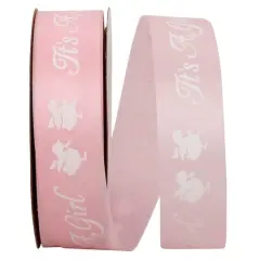 JAM Paper 7/8" x 25yd. It's A Girl Ribbon Pink/White