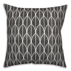 Leaf Pattern Indoor/Outdoor Throw Pillow Black