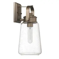 Hello Honey&reg; Gage Tuscan Gold Industrial Tapered Seedy Glass & Metal Wall Mounted Outdoor Light