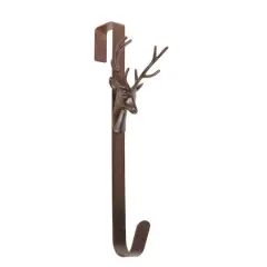 15.25" Brown Rustic Deer Over the Door Wreath Hanger