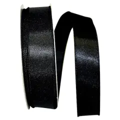 JAM Paper 1.5" x 50yd. Satin Value Wired Ribbon Black