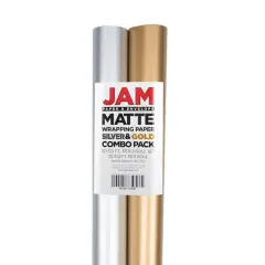 JAM Paper Matte Gold & Silver Foil Gift Wrap Set