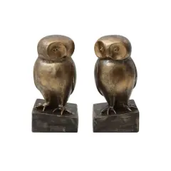 Hello Honey&reg; 9" Bronze Finish Resin Owl-Shaped Bookends Set