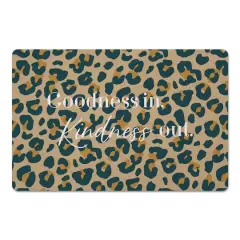 Goodness In Kindness Out Leopard Floor Mat Beige