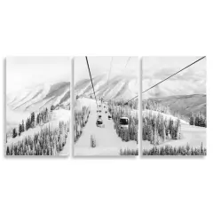 Stupell Industries Snowy Ski Mountain Tops Landscape Gondola Ride Adventure Canvas Wall Art, 11" x 17"