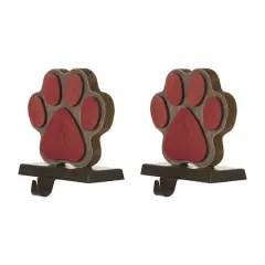 Glitzhome&reg; Paw Print Christmas Stocking Holder Set