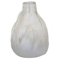 14" White Contemporary Glass Vase